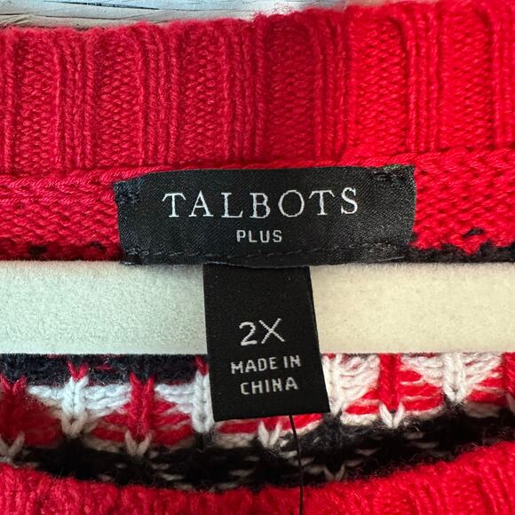 Talbots holiday yolk fair Isle sweater crewneck winter cozycore plus size - Picture 4 of 10